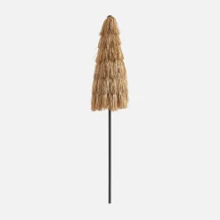 Exotic straight steel parasol wood effect / straw