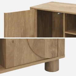 Exotic wood effect TV unit with 2 reversible doors 155cm