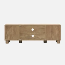 Exotic wood effect TV unit with 2 reversible doors 155cm
