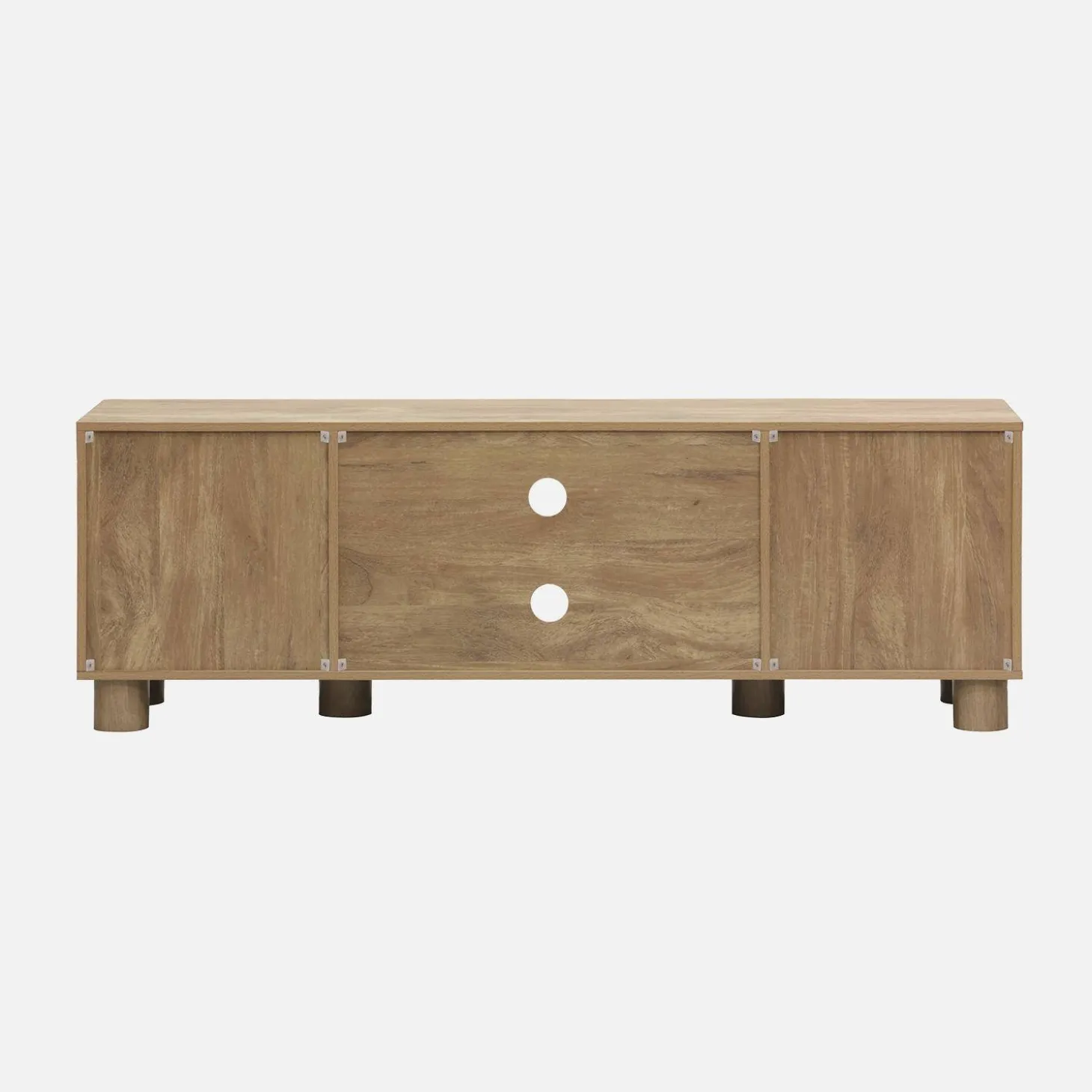 Exotic wood effect TV unit with 2 reversible doors 155cm