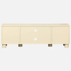 Exotic wood effect TV unit with 2 reversible doors 155cm