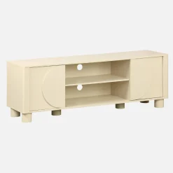 Exotic wood effect TV unit with 2 reversible doors 155cm