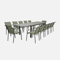 Extendable aluminium garden table for 10-12 people