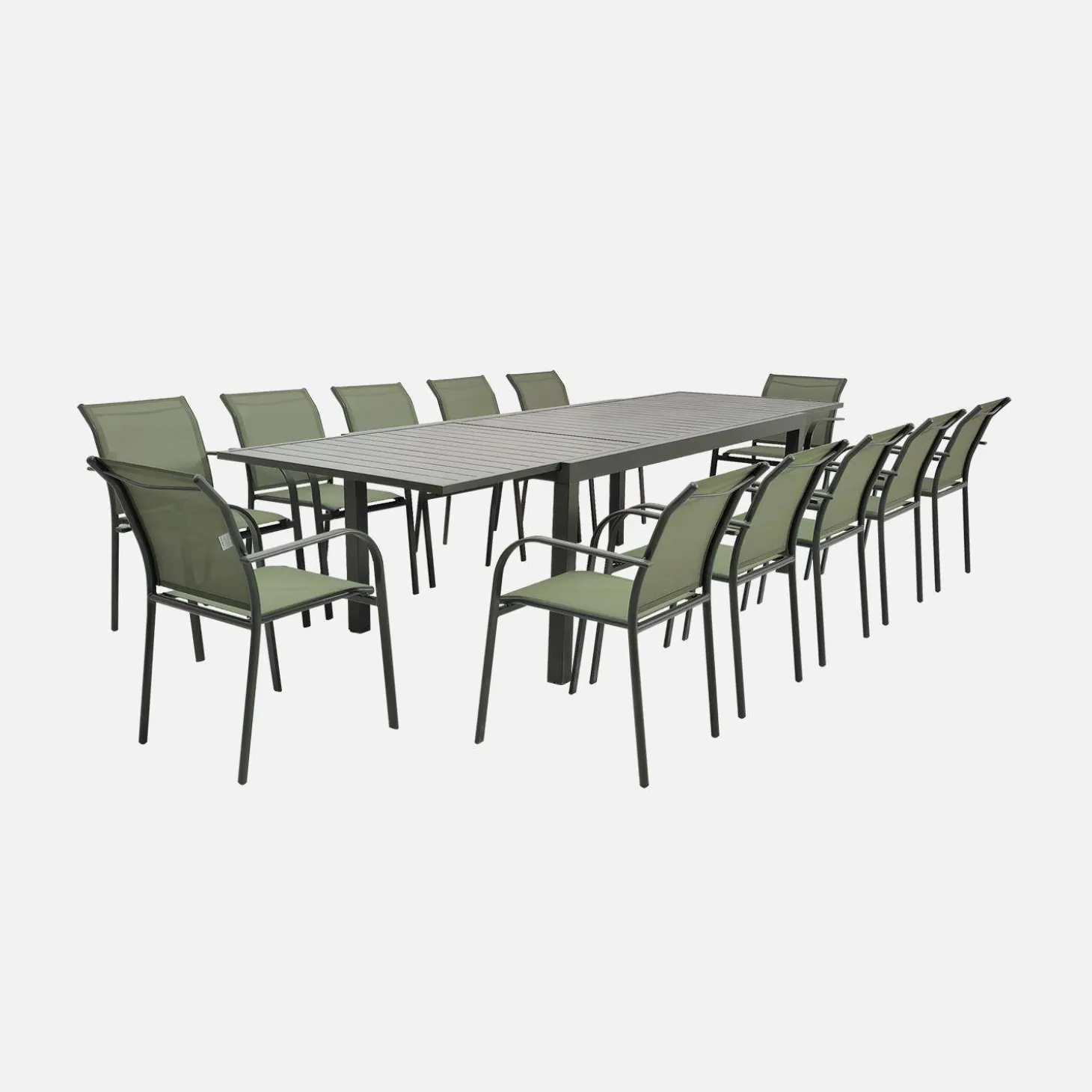 Extendable aluminium garden table for 10-12 people