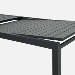 Extendable aluminium garden table + 10 chairs