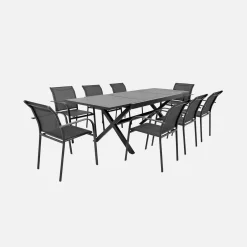 Extendable aluminium garden table for 8 people