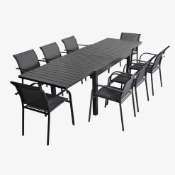 Extendable aluminium garden table, seats 8