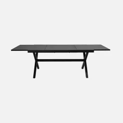 Extendable aluminum garden table 160/240 cm + 8 armchairs
