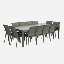 Extendable garden table aluminium + 12 seats
