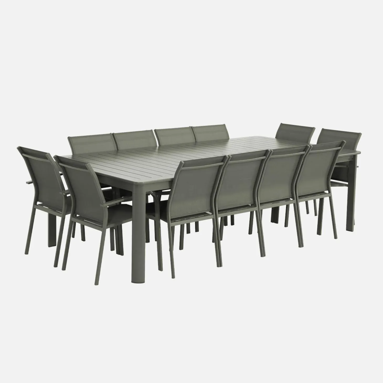 Extendable garden table aluminium + 12 seats