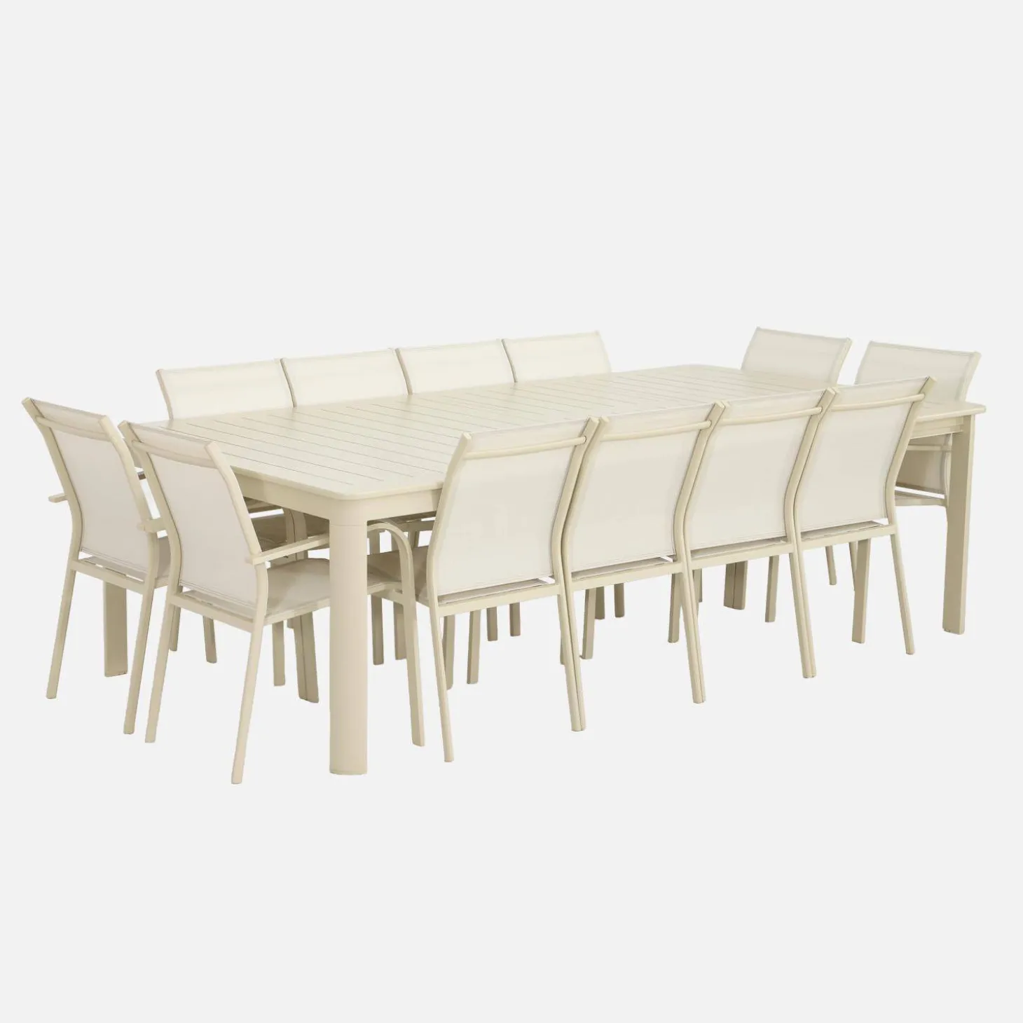 Extendable garden table aluminium + 12 seats