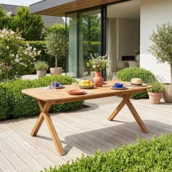 Extendable garden table 180/240cm acacia wood seats 6-8