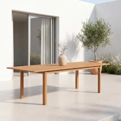 Extendable garden table 180/240cm eucalyptus wood seats 6-8
