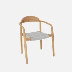 Extendable garden table made of acacia wood + 6 armchairs