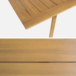Extendable garden table made of acacia wood + 6 armchairs