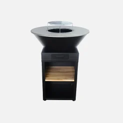 Fire pit barbecue Ø81.5 cm with cooking grill, wood storage, and cover