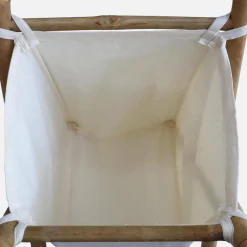 Foldable bamboo and fabric laundry basket