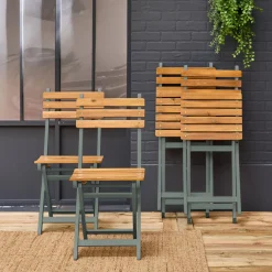 Folding garden chair acacia wood (set of 4)