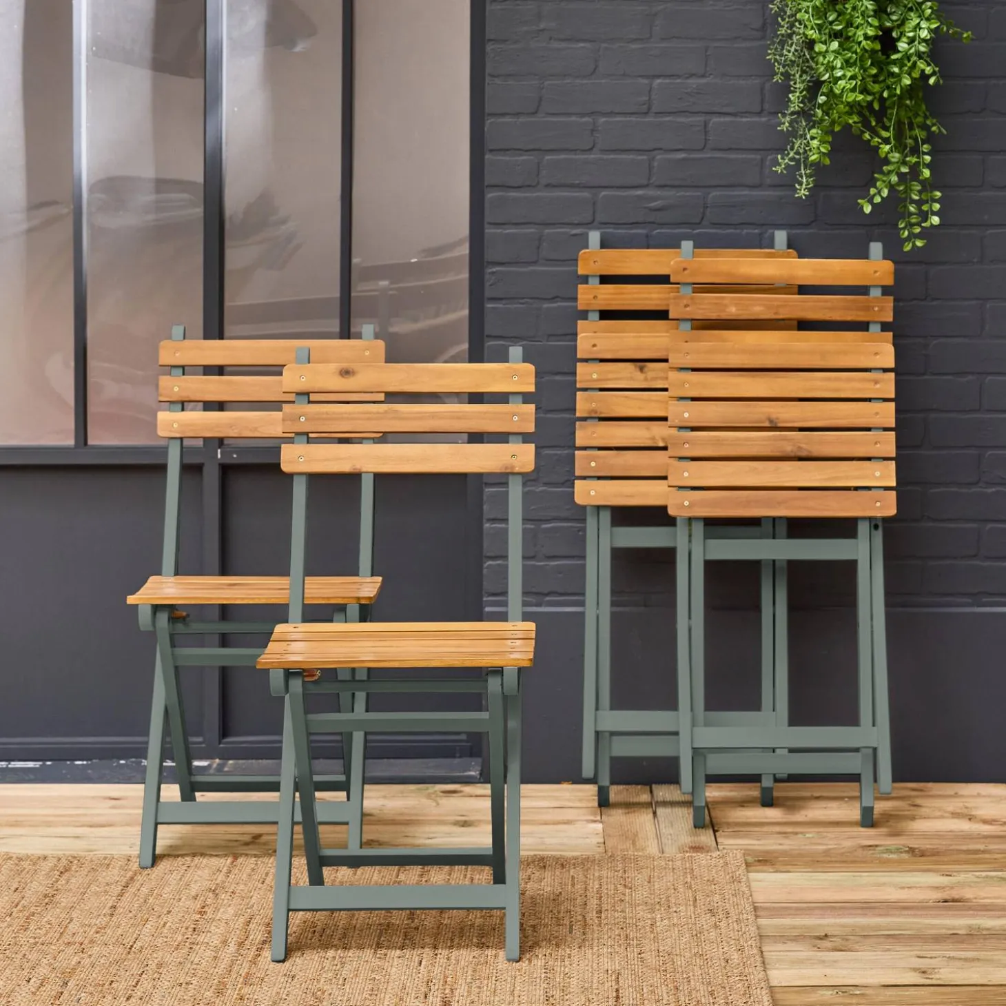 Folding garden chair acacia wood (set of 4)