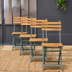 Folding garden chair acacia wood (set of 4)