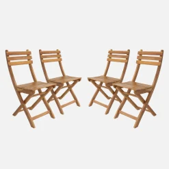 Folding garden chair acacia wood (set of 4)