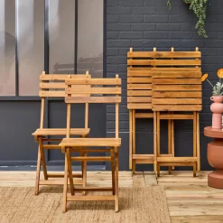 Folding garden chair acacia wood (set of 4)