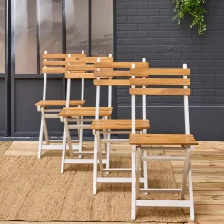 Folding garden chair acacia wood (set of 4)