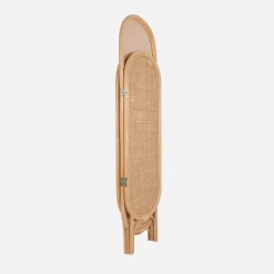 Folding indoor screen in rattan and cane