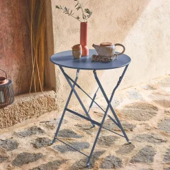 Folding metal bistro garden table Ø60cm, seats 2