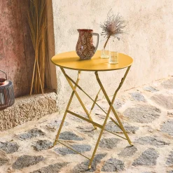 Folding metal bistro garden table Ø60cm, seats 2