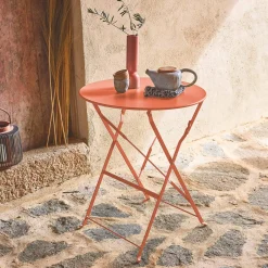 Folding metal bistro garden table Ø60cm, seats 2