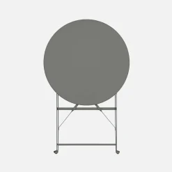 Folding metal bistro garden table Ø60cm, seats 2