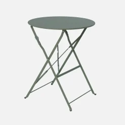 Folding metal bistro garden table Ø60cm, seats 2