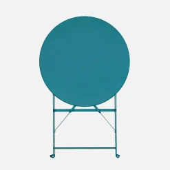 Folding metal bistro garden table Ø60cm, seats 2