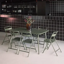 Folding metal garden table + 6 chairs
