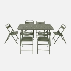 Folding metal garden table + 6 chairs
