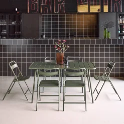 Folding metal garden table + 6 chairs