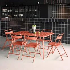 Folding metal garden table + 6 chairs