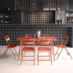 Folding metal garden table + 6 chairs