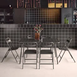 Folding metal garden table + 6 chairs