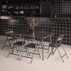 Folding metal garden table + 6 chairs