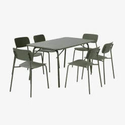 Folding metal garden table + 6 chairs