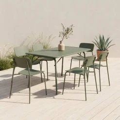 Folding metal garden table + 6 chairs