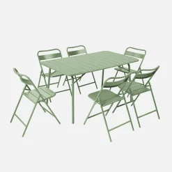 Folding metal garden table + 6 chairs