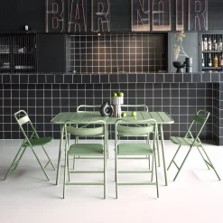 Folding metal garden table + 6 chairs
