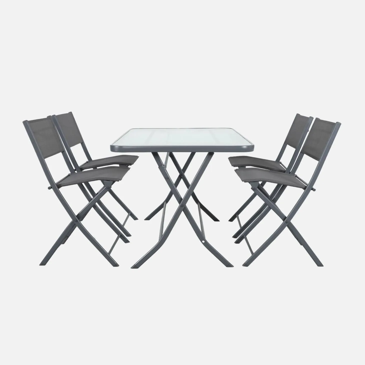 Folding steel garden table + 4 chairs