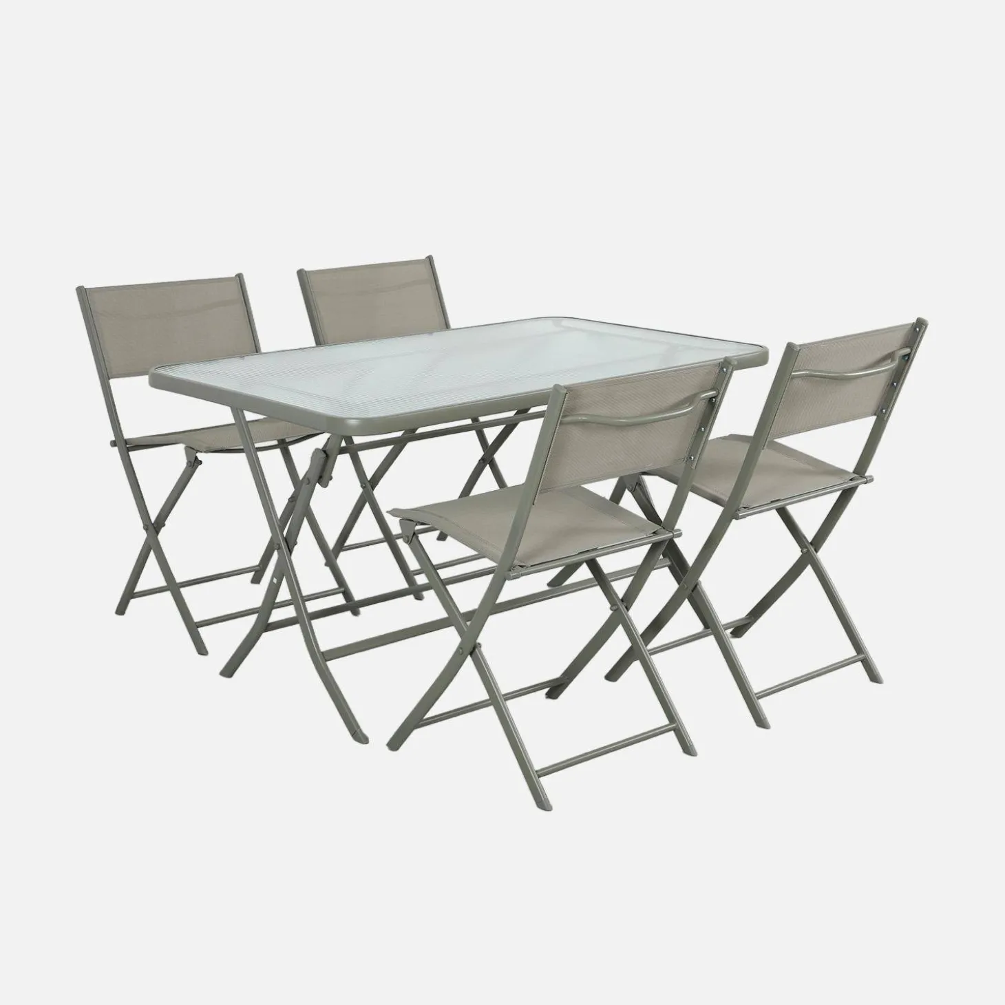Folding steel garden table + 4 chairs