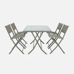 Folding steel garden table + 4 chairs