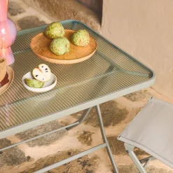 Folding steel garden table + 4 chairs