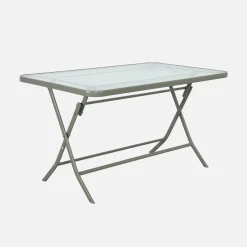 Folding steel garden table + 4 chairs